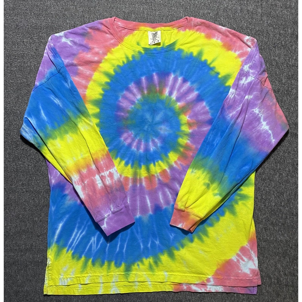 Santa Cruz Pastel Tie Dye Long Sleeve TOP Crew Neck Pullover Size L